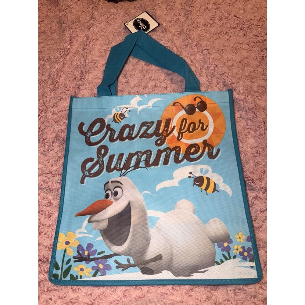 Disney Store Reusable Shopping Tote Snowman Sack Carry Bag Frozen Olaf In Summer